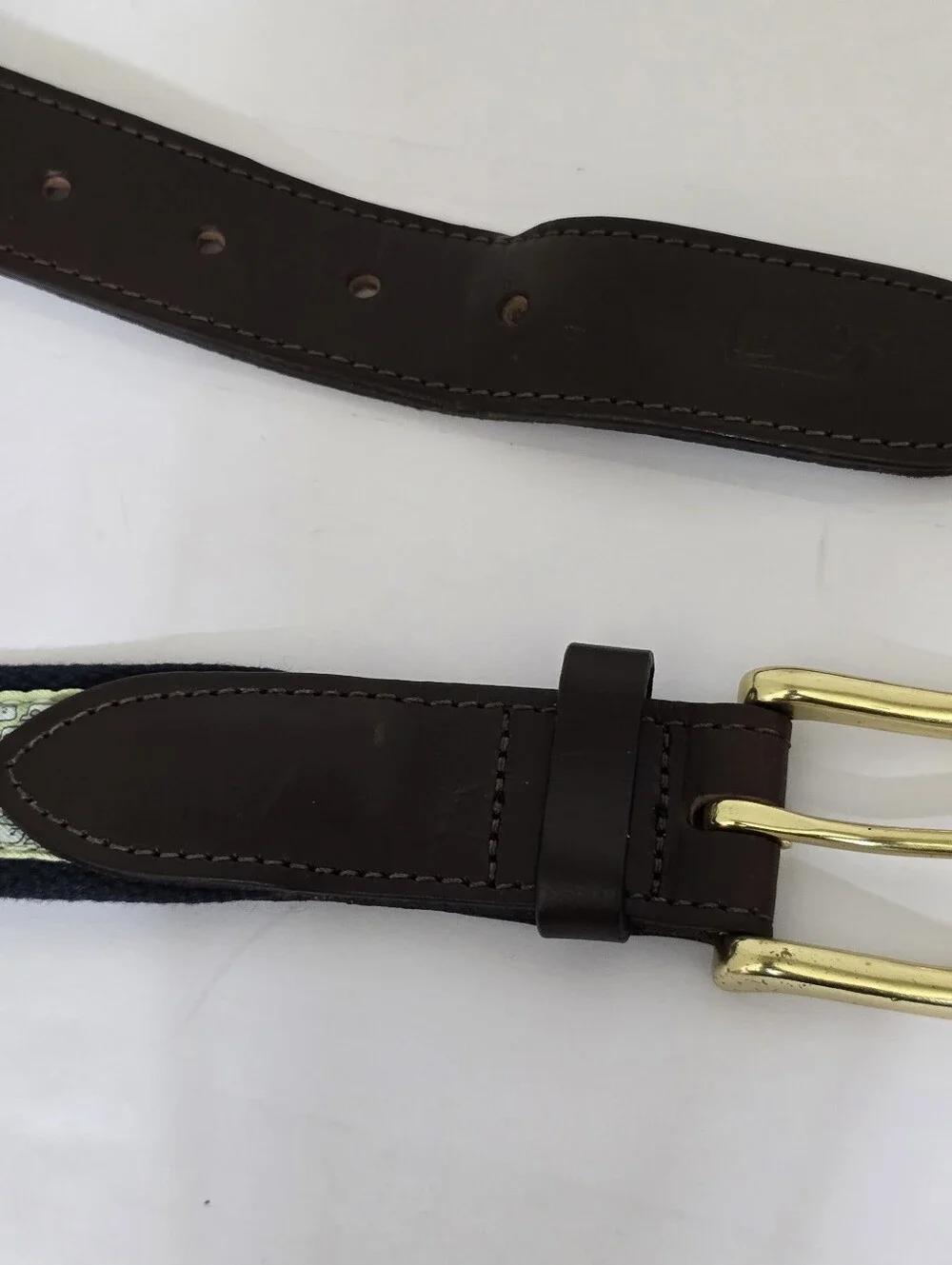 VINEYARD VINES men’s 38 Cotton Silk Ribbon Belt Whales Navy Green Made IN USA